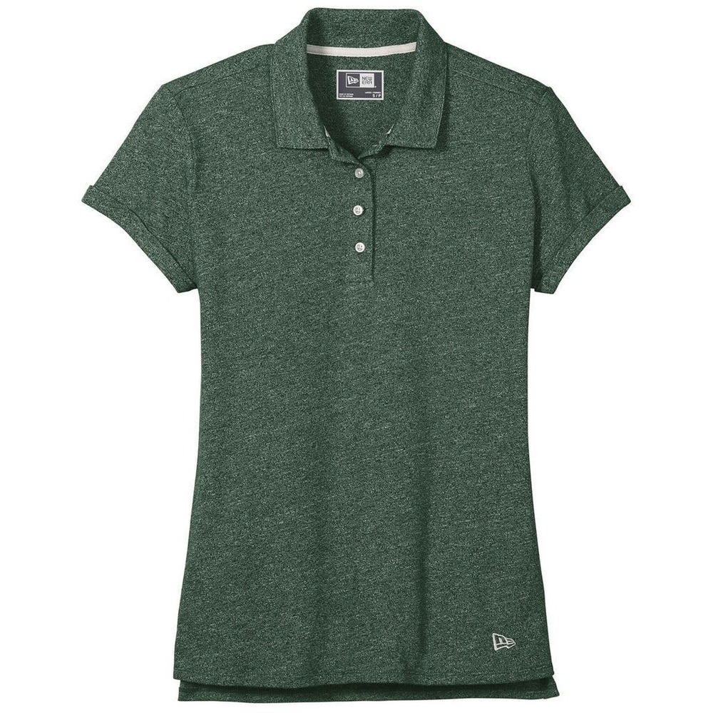 New Era Women's Twist Slub Jersey Polo w/ Rolled Sleeves - Dark Green - Small